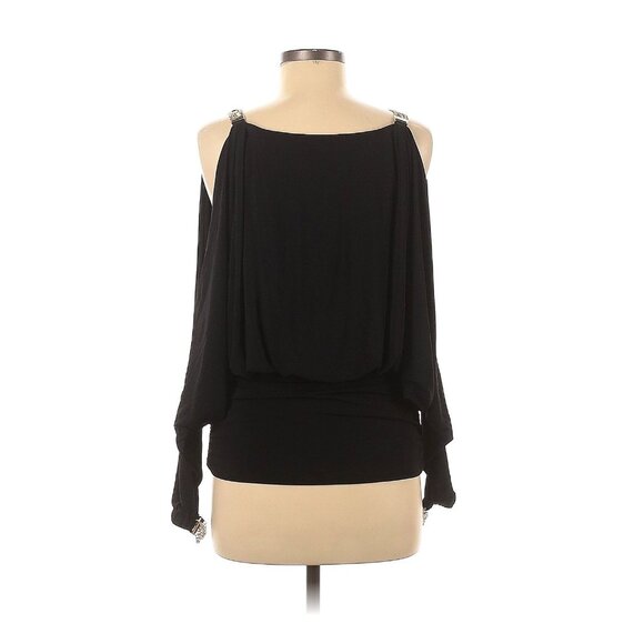 Boston Proper Black Dolman Cold Shoulder Dressy Top Blouse Shirt Evening Size XS - Picture 1 of 11